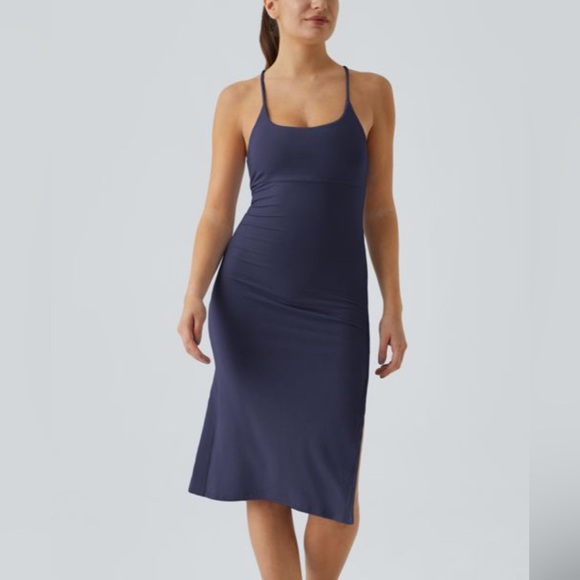 HALARA Dresses & Skirts - NWOT HALARA Everyday Slip Strap Bodycon Midi Chill Dress - Navy